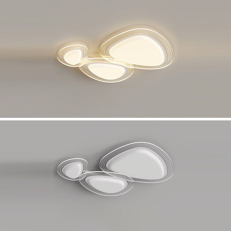 Plafonnier LED avec abat-jour rond en fer PE de simplicité contemporaine pour chambre 