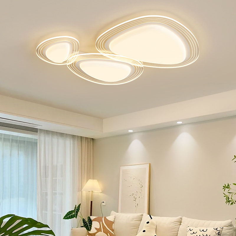 Plafonnier LED avec abat-jour rond en fer PE de simplicité contemporaine pour chambre 