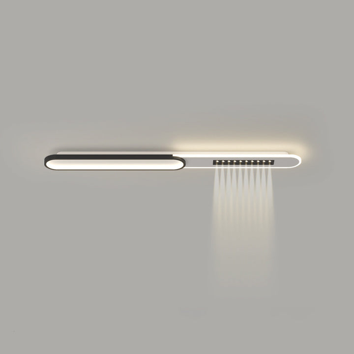 Modern Minimalist Grille Long Strip Acrylic Iron LED Spotlight Flush Mount Ceiling Light For Bedroom