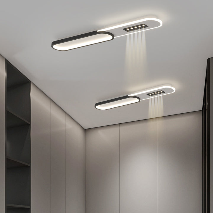 Modern Minimalist Grille Long Strip Acrylic Iron LED Spotlight Flush Mount Ceiling Light For Bedroom