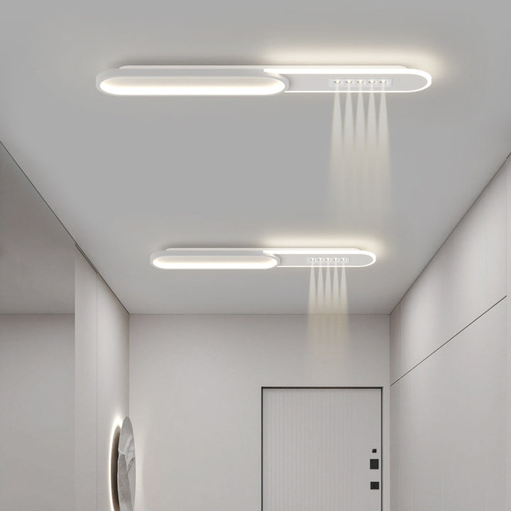 Modern Minimalist Grille Long Strip Acrylic Iron LED Spotlight Flush Mount Ceiling Light For Bedroom