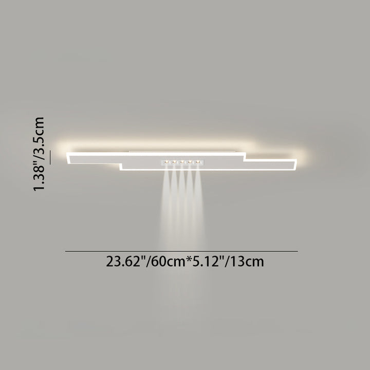 Modern Minimalist Grille Long Strip Acrylic Iron LED Spotlight Flush Mount Ceiling Light For Bedroom