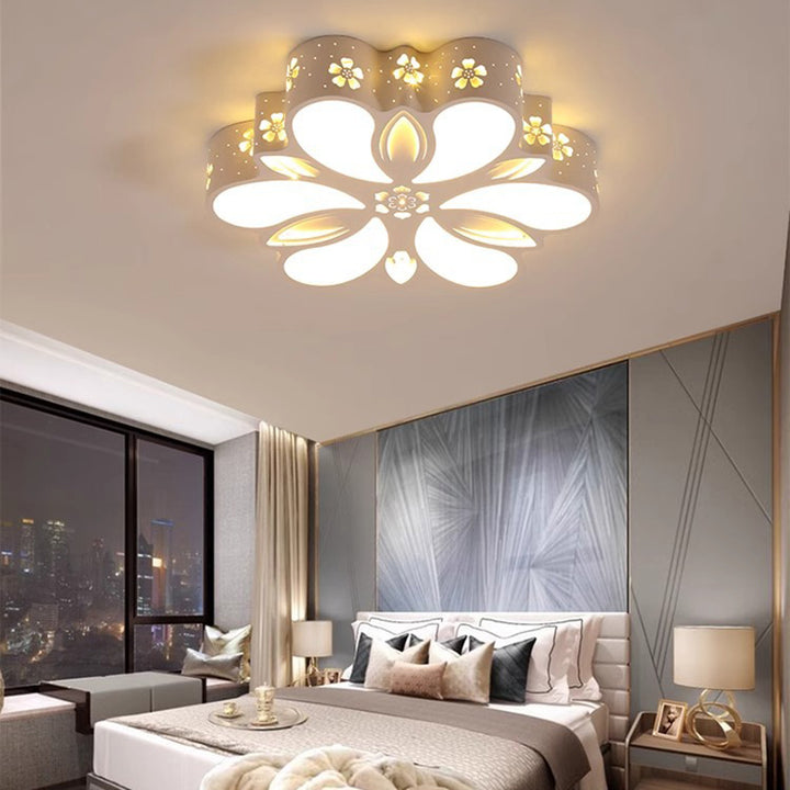 Zeitgenössische kreative Eisen-Acryl-Blumenschirm-LED-Deckenleuchte für das Schlafzimmer 