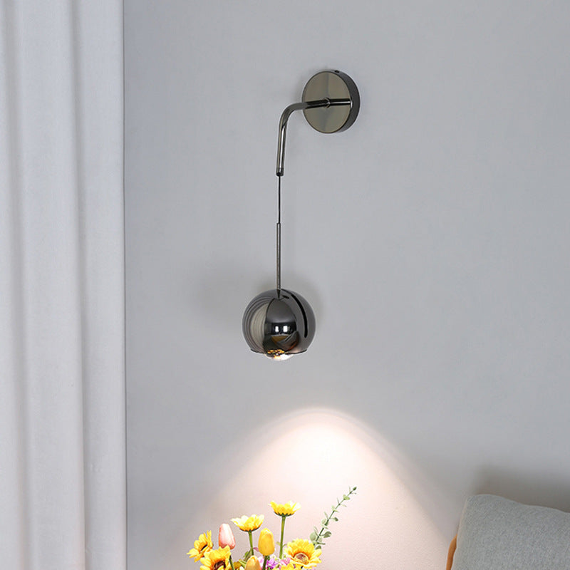 Lámpara de pared LED con pantalla de acrílico y bola de globo de hierro y aluminio escandinavo contemporáneo para sala de estar 