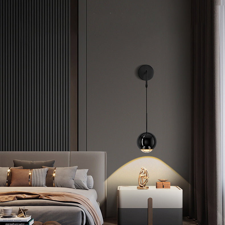 Lámpara de pared LED con pantalla de acrílico y bola de globo de hierro y aluminio escandinavo contemporáneo para sala de estar 