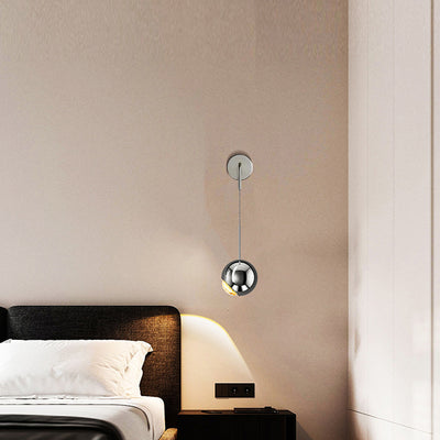 Lámpara de pared LED con pantalla de acrílico y bola de globo de hierro y aluminio escandinavo contemporáneo para sala de estar 