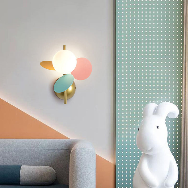 Applique murale 1 lumière en PVC avec abat-jour en verre boule scandinave contemporain pour salle à manger 