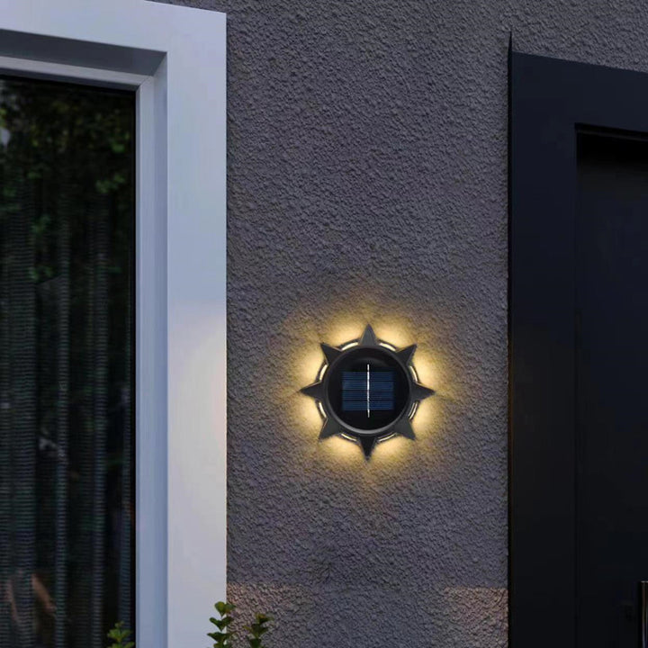 Lampe murale extérieure contemporaine octogonale industrielle en ABS LED solaire étanche pour jardin 