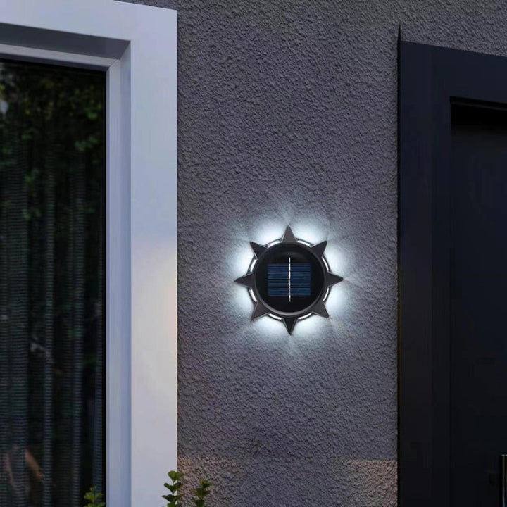 Lampe murale extérieure contemporaine octogonale industrielle en ABS LED solaire étanche pour jardin 