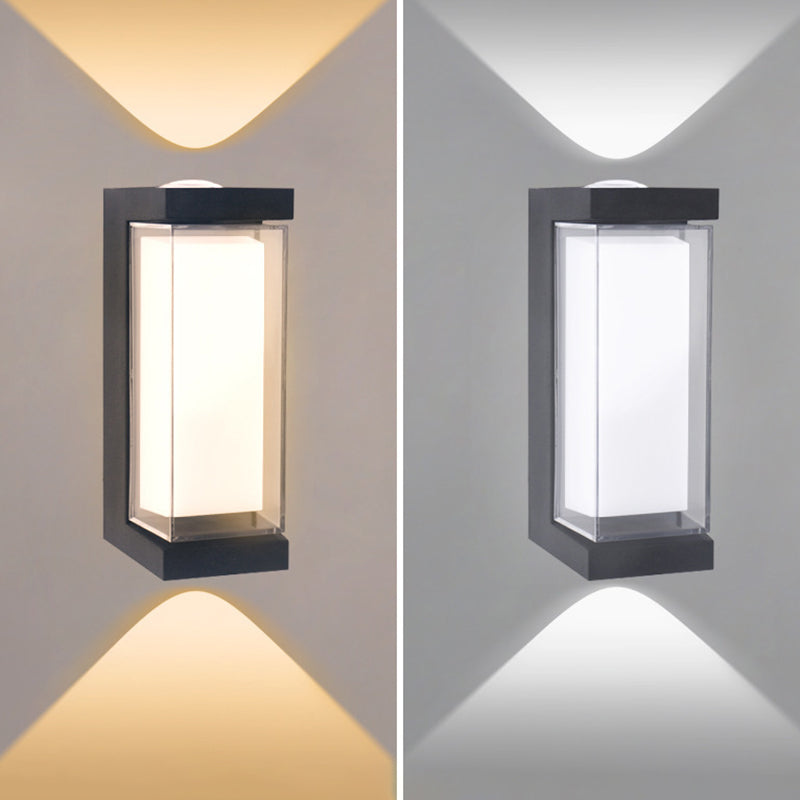 مصباح حائط خارجي LED مقاوم للماء من البلاستيك بتصميم بسيط ومعاصر للحديقة 