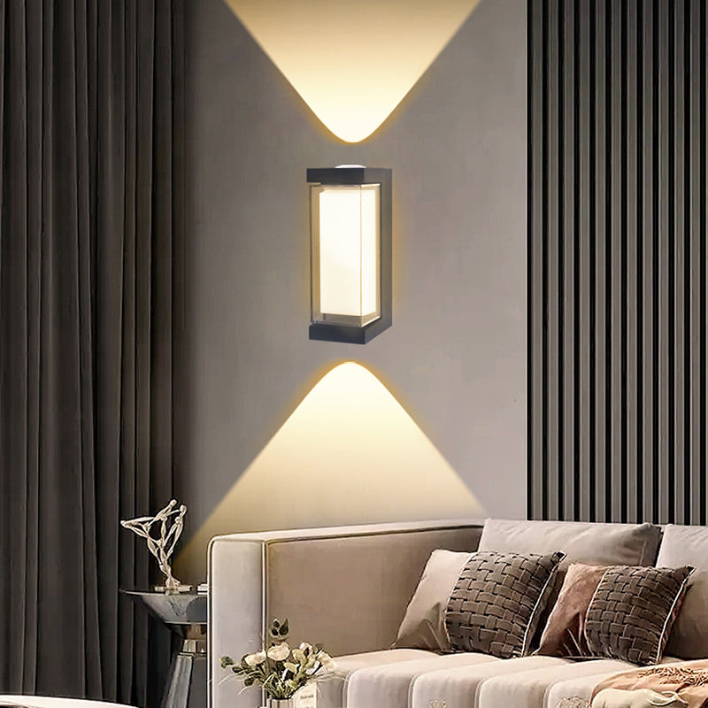 مصباح حائط خارجي LED مقاوم للماء من البلاستيك بتصميم بسيط ومعاصر للحديقة 