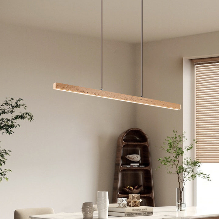 Lustre en bois massif à LED de style vintage traditionnel avec ligne droite en travertin pour salon 