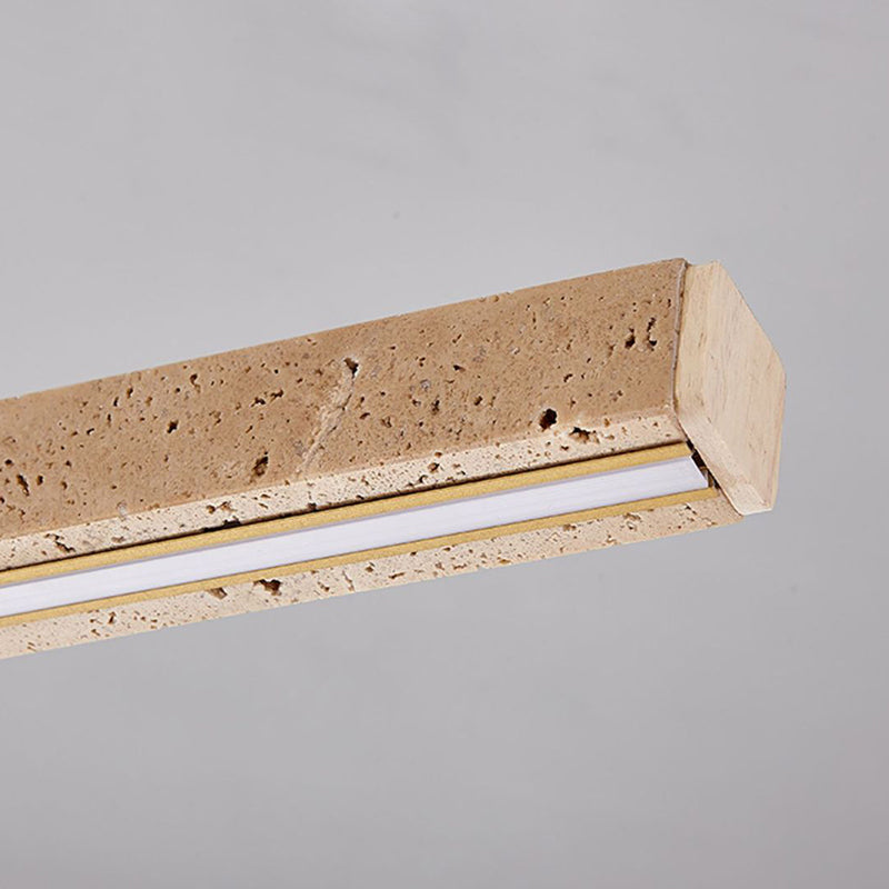 Lustre en bois massif à LED de style vintage traditionnel avec ligne droite en travertin pour salon 