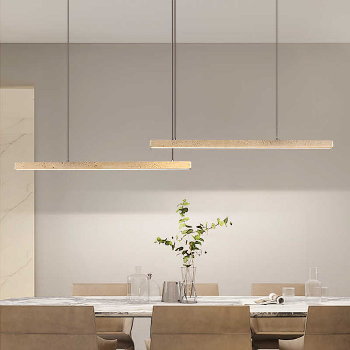 Lustre en bois massif à LED de style vintage traditionnel avec ligne droite en travertin pour salon 