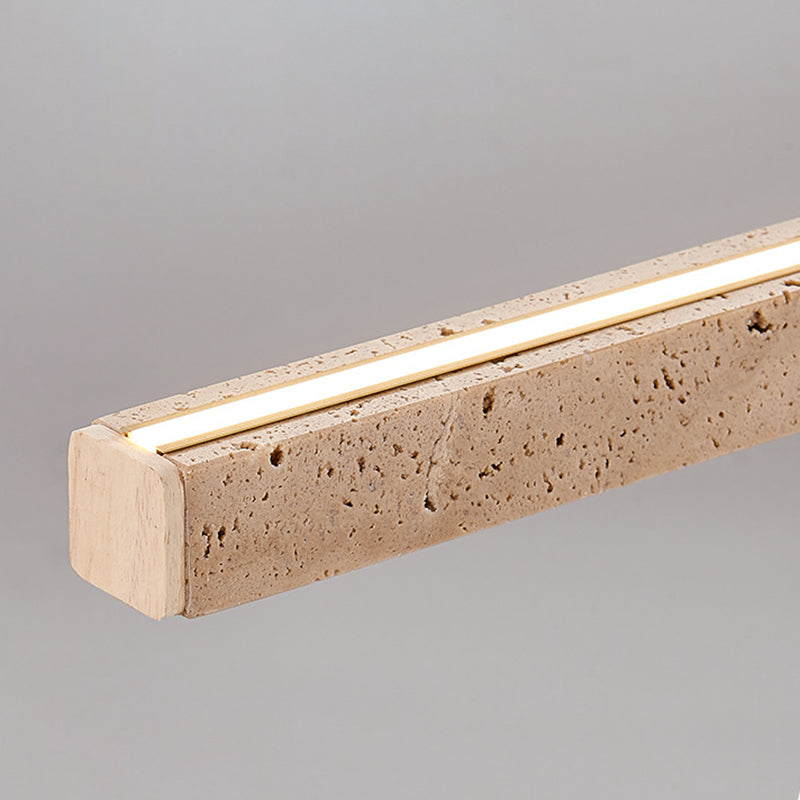 Lustre en bois massif à LED de style vintage traditionnel avec ligne droite en travertin pour salon 