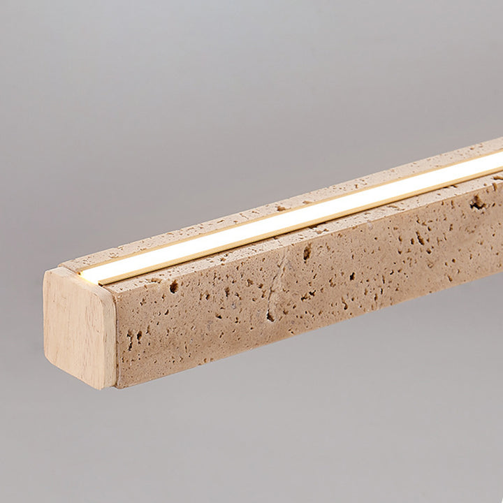 Lustre en bois massif à LED de style vintage traditionnel avec ligne droite en travertin pour salon 