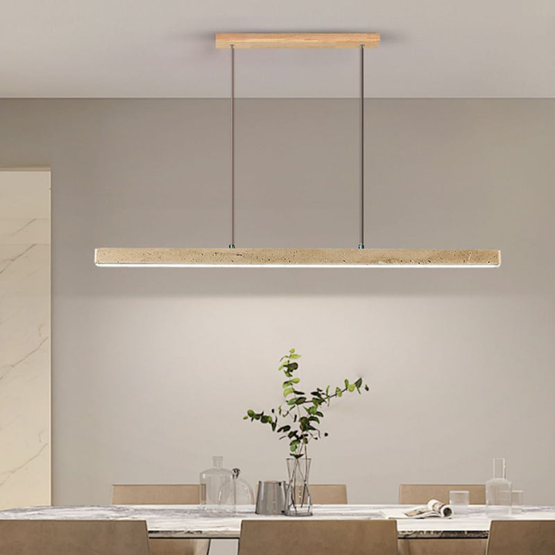 Lustre en bois massif à LED de style vintage traditionnel avec ligne droite en travertin pour salon 