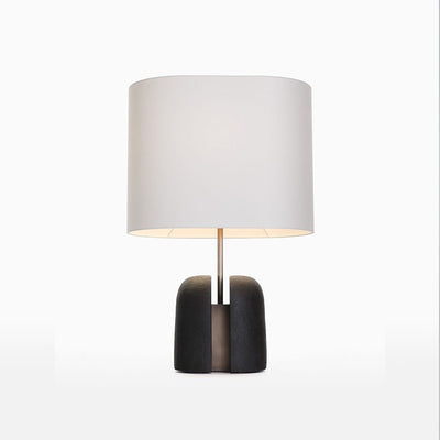 Pantalla redonda de tela europea tradicional lámpara de mesa de resina de 1 luz para dormitorio 