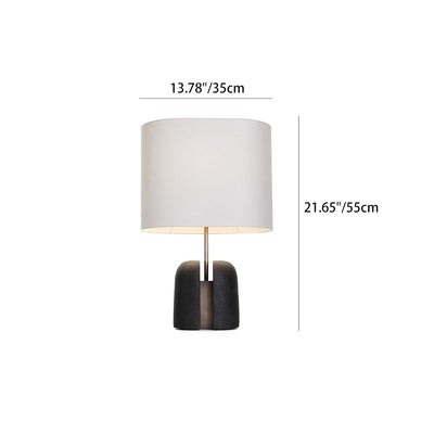 Pantalla redonda de tela europea tradicional lámpara de mesa de resina de 1 luz para dormitorio 