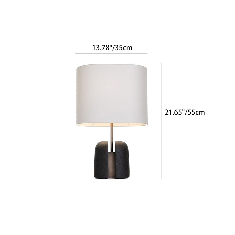 Pantalla redonda de tela europea tradicional lámpara de mesa de resina de 1 luz para dormitorio 