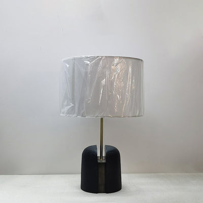 Pantalla redonda de tela europea tradicional lámpara de mesa de resina de 1 luz para dormitorio 