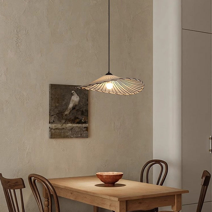 Matériel traditionnel japonais Abat-jour en tissu feuille de lotus Suspension 1 lumière pour salon 