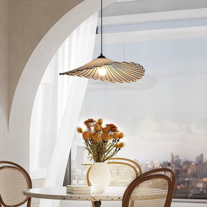 Matériel traditionnel japonais Abat-jour en tissu feuille de lotus Suspension 1 lumière pour salon 