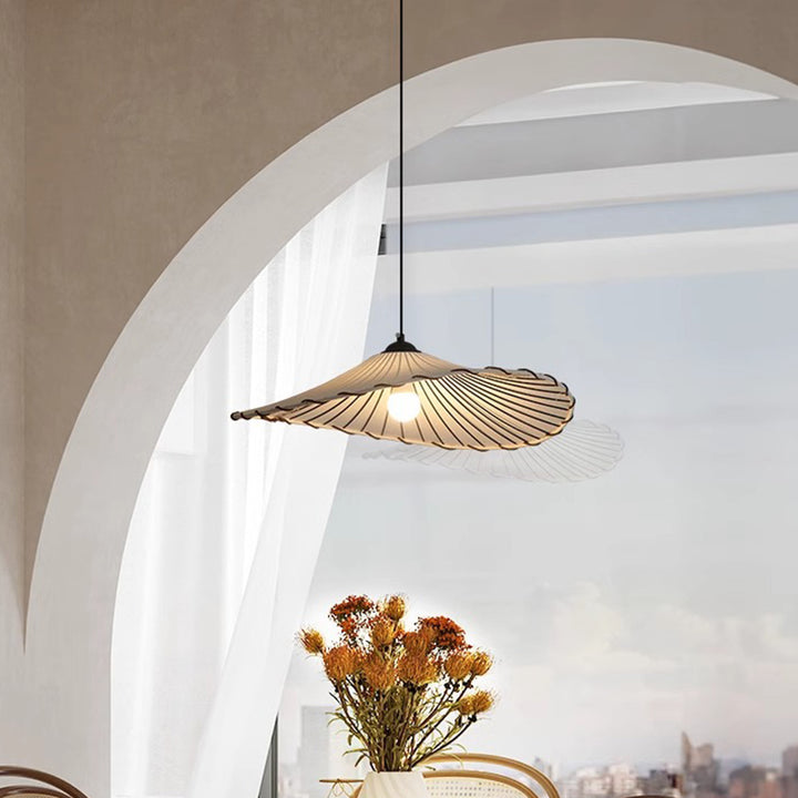 Matériel traditionnel japonais Abat-jour en tissu feuille de lotus Suspension 1 lumière pour salon 