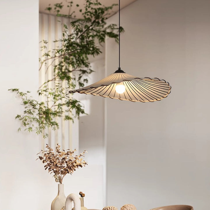 Matériel traditionnel japonais Abat-jour en tissu feuille de lotus Suspension 1 lumière pour salon 