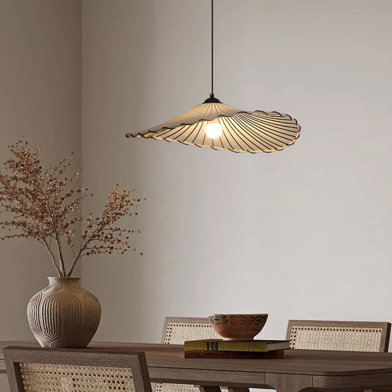 Matériel traditionnel japonais Abat-jour en tissu feuille de lotus Suspension 1 lumière pour salon 