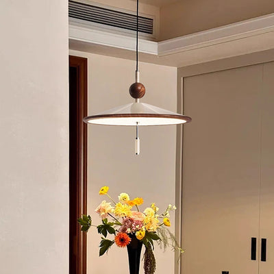 Traditional Japanese Iron Aluminum Conical LED Pendant Light For Living Room