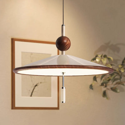 Traditional Japanese Iron Aluminum Conical LED Pendant Light For Living Room