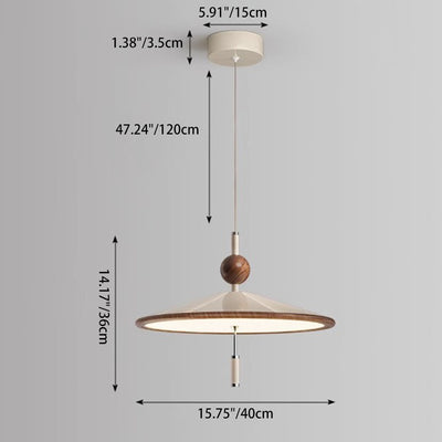 Traditional Japanese Iron Aluminum Conical LED Pendant Light For Living Room