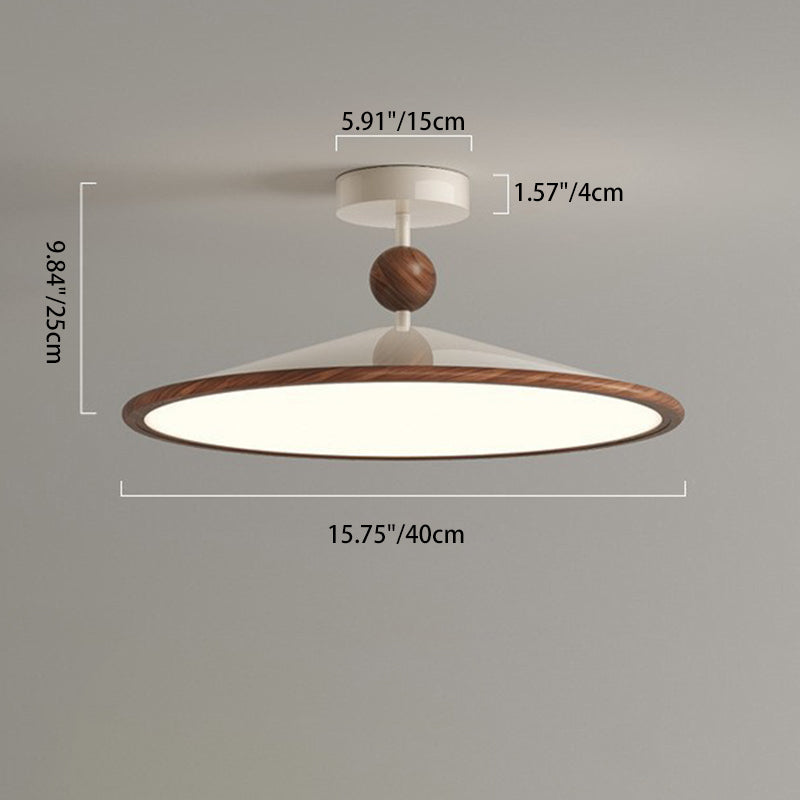 Plafonnier semi-encastré LED conique en aluminium et fer traditionnel japonais pour salon 