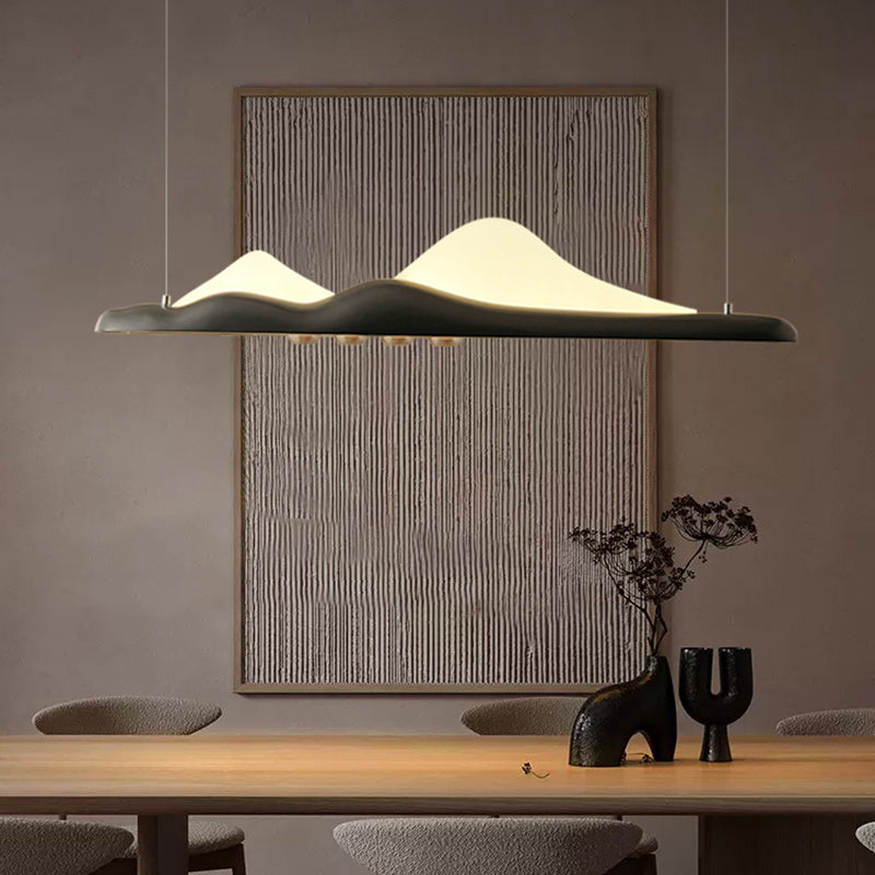 ضوء قلادة LED على شكل جزيرة مع قمة أكريليك وحبوب خشبية تقليدية صينية طويلة لغرفة المعيشة 