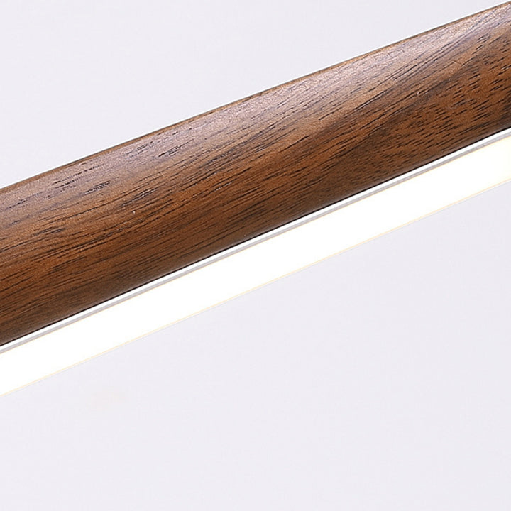 Lustre suspendu à LED en ligne droite en acrylique à grain de bois chinois traditionnel pour salon 