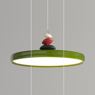 Lámpara colgante LED redonda de hierro y aluminio escandinavo contemporáneo para sala de estar 
