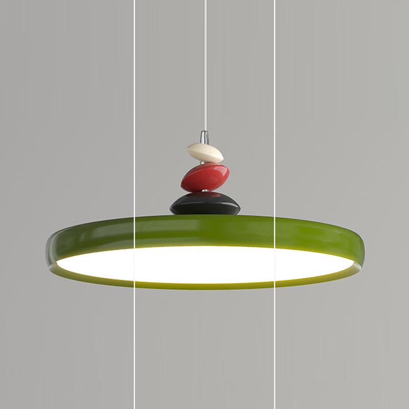 Lámpara colgante LED redonda de hierro y aluminio escandinavo contemporáneo para sala de estar 