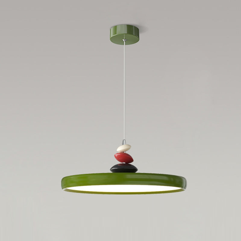 Lámpara colgante LED redonda de hierro y aluminio escandinavo contemporáneo para sala de estar 