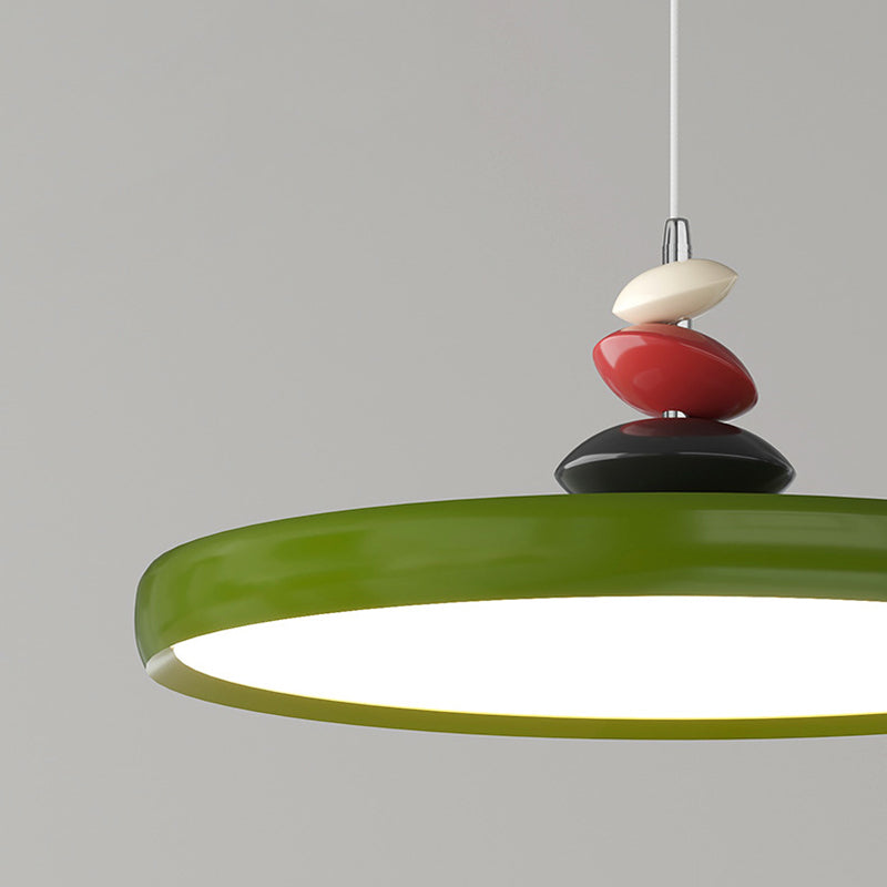 Lámpara colgante LED redonda de hierro y aluminio escandinavo contemporáneo para sala de estar 