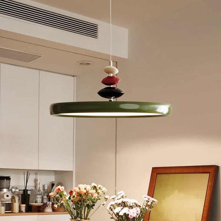 Lámpara colgante LED redonda de hierro y aluminio escandinavo contemporáneo para sala de estar 