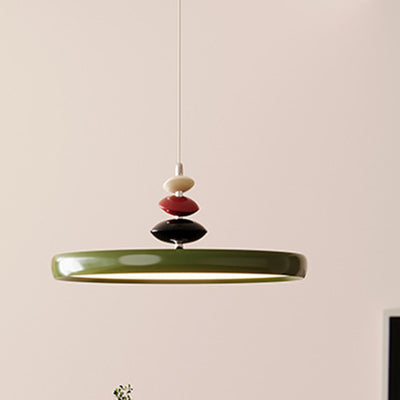 Lámpara colgante LED redonda de hierro y aluminio escandinavo contemporáneo para sala de estar 
