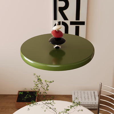 Lámpara colgante LED redonda de hierro y aluminio escandinavo contemporáneo para sala de estar 