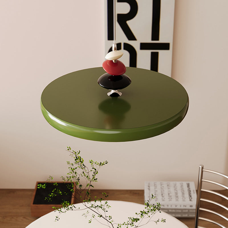 Lámpara colgante LED redonda de hierro y aluminio escandinavo contemporáneo para sala de estar 