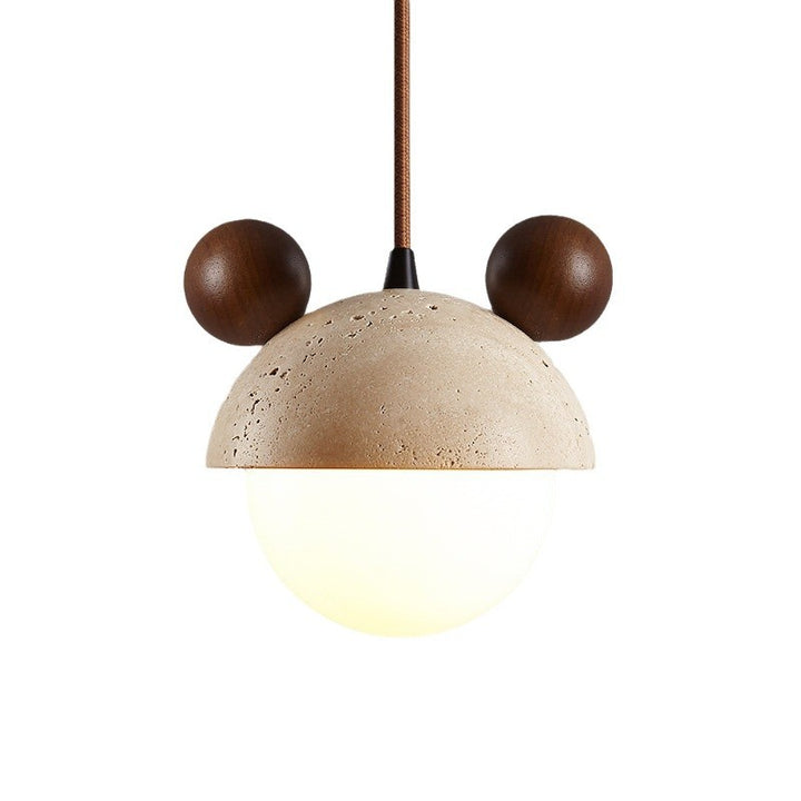 Traditionelle Japanische Geometrische Kugel Travertin Glas Schirm 1-Licht Pendelleuchte Für Wohnzimmer 