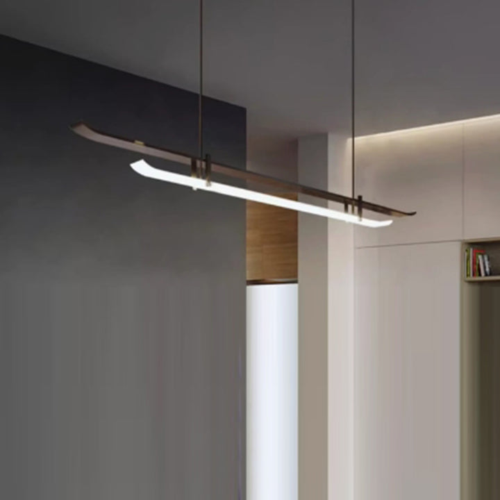 Traditional Chinese Hardware Acrylic Long Strip LED Island Light Pendant Light For Living Room