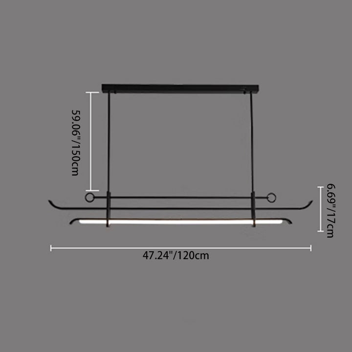 Traditional Chinese Hardware Acrylic Long Strip LED Island Light Pendant Light For Living Room