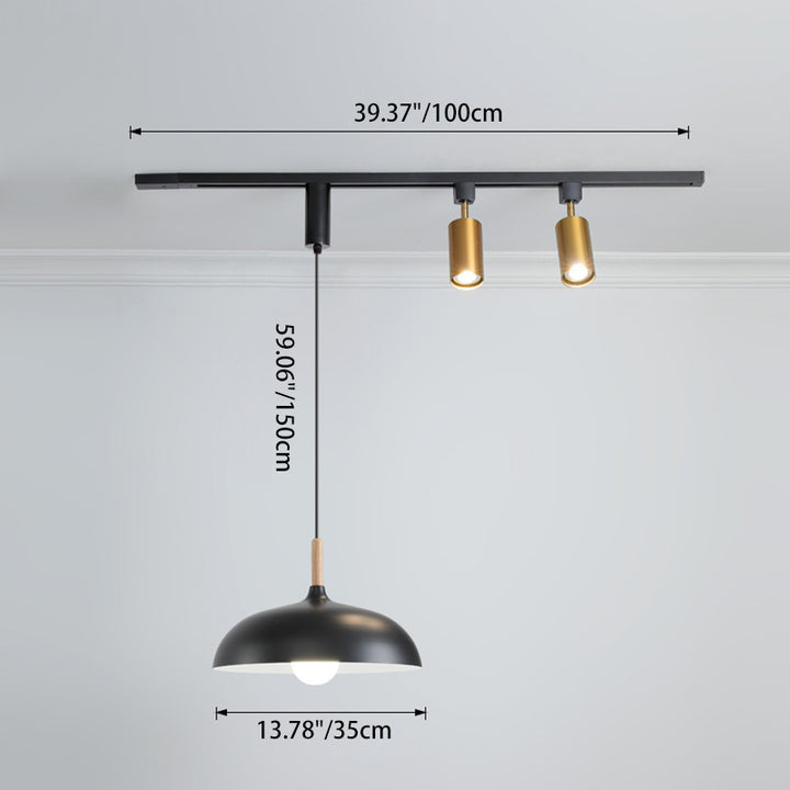 Contemporary Nordic Aluminum Iron Rattan Round Shade 3-Light Spotlight Pendant Light Track Light For Living Room