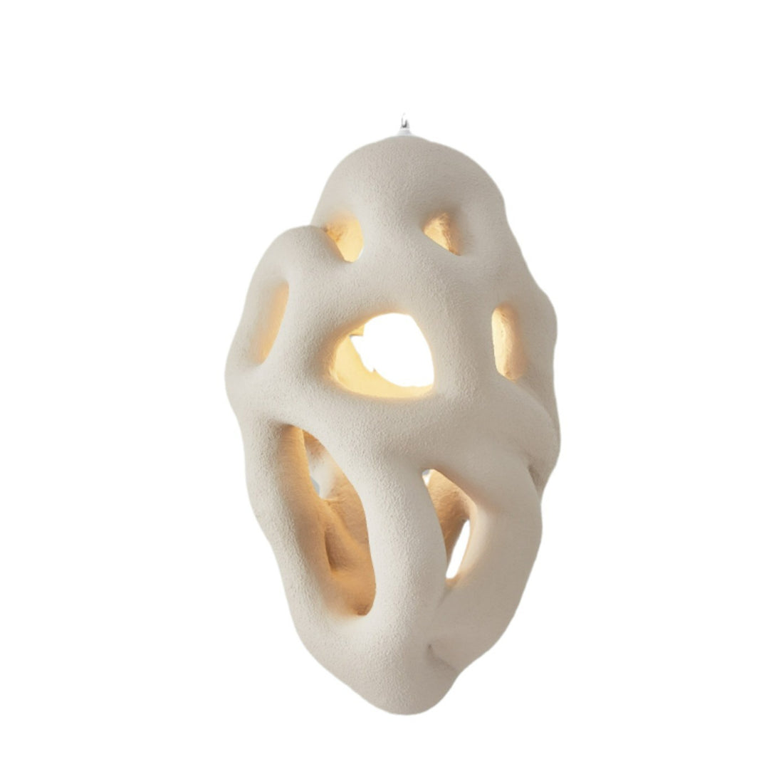 Traditionelle japanische Polystyrol-Unregelmäßige Ellipse Poröses Design 1-Licht Pendelleuchte für das Wohnzimmer 