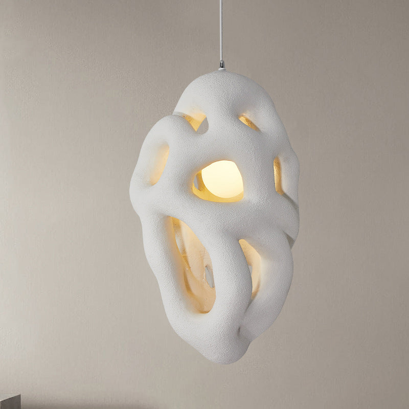 Traditionelle japanische Polystyrol-Unregelmäßige Ellipse Poröses Design 1-Licht Pendelleuchte für das Wohnzimmer 